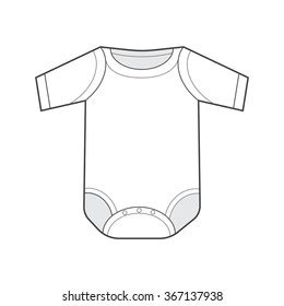 Baby Bodysuit Flat Sketch Template Stock Vector Royalty Free