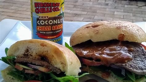 Fiery Coconut Chilli Sauce Steak Sandwich With Curry Ginger Byron Bay