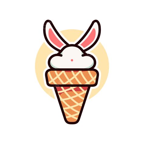 Bunny Ice Cream Sticker Vector Cute Mascot Cartoon Rabbit Rabbit