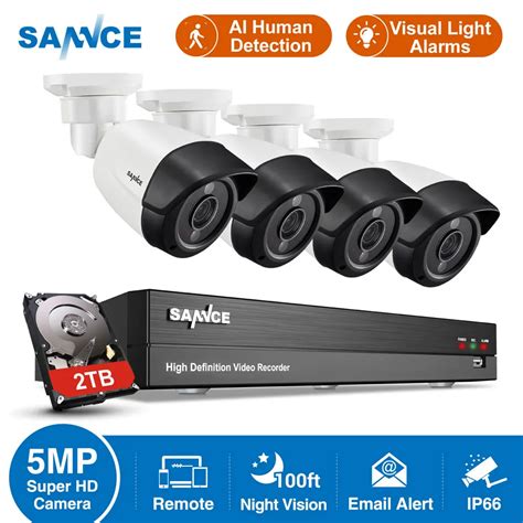 Sannce Ch Dvr M N Cctv System Video Recorder Pcs Mp Camera Ai Human