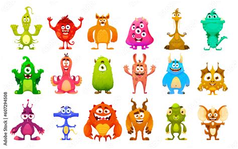 Cartoon Monster Characters Cute Comic Mutants Funny Halloween