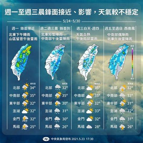 鋒面接近將變天！1張圖秒懂未來一週降雨熱區、時程 生活 自由時報電子報