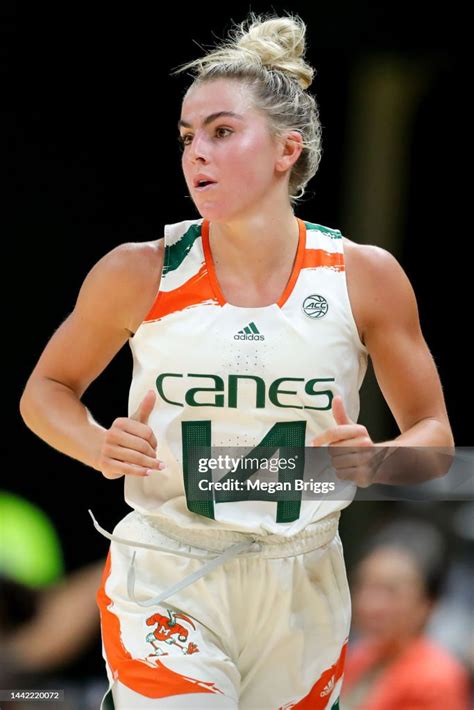 Haley Cavinder Of The Miami Hurricanes Looks On During The Second