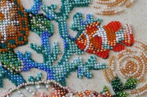 Diy Bead Embroidery Kit Tropical Sea Turtle Diy Gift Idea Needlepoint