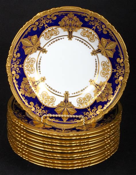 12 Derby For Tiffany Cobalt Blue Soup Plates With Elaborate 2 Color