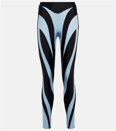 Mugler High Rise Leggings In Multicolor Modesens