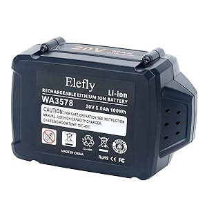 Elefly 2 Pack 20V Max 5 0Ah WA3578 Battery Replacement For Worx 20V