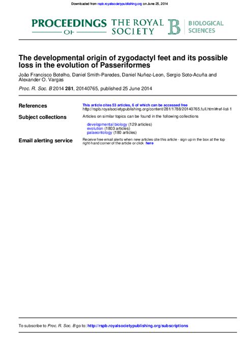 (PDF) The Developmental Origin of Zygodactyl Feet and its Inferred Loss ...