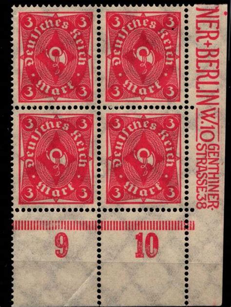 Deutsches Reich 225 Postfrisch 4er Block Vom Eckrand MiNr 225