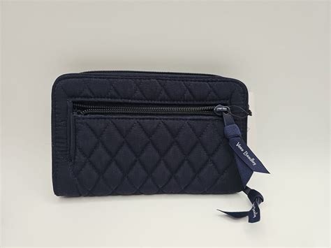 Vera Bradley Rfid Turnlock Zip Organizer Wallet Classic Navy Blue Microfiber Nwt Ebay