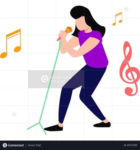 Best Girl Singing Into Mic Illustration Download In Png And Vector Format