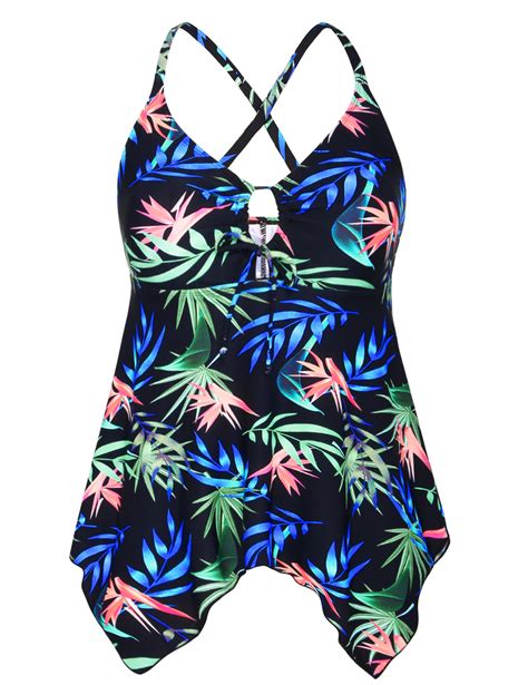 Firpearl Womens Tankini Swimsuits Modest Flowy Crossback Plus Size