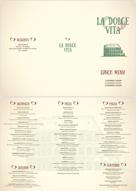 Main Menus La Dolce Vita Dumfries