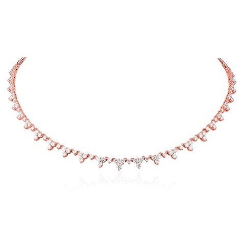 Kesardeep Impex Silver Choker Rose Gold Plated CZ Stone Necklace At Rs