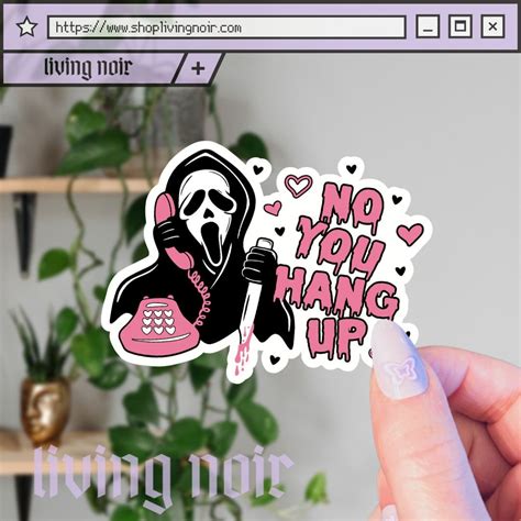 Pink Ghostface No You Hang Up Sticker Scream Spooky Halloween Pink