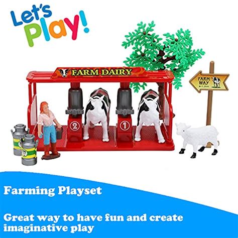 Liberty Imports Pretend Play Dairy Farming Toys Set With Farm Animals