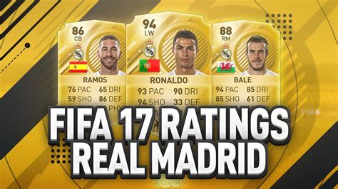 Fifa 17 Real Madrid Player Ratings Youtube