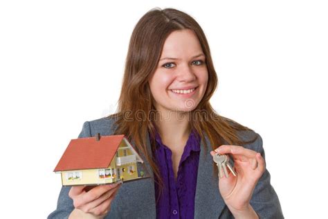 Female real estate agent stock image. Image of saleswoman - 18900541