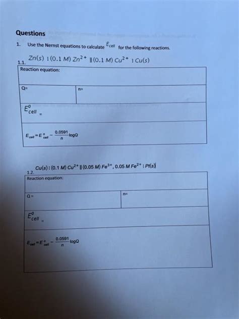 Solved Electrochemistry Results Zinc Copper Voltaic Cell Chegg