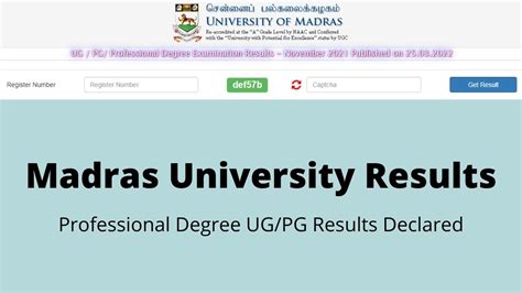 Madras University Results 2022 For Ug Pg Courses Declared At Unomac