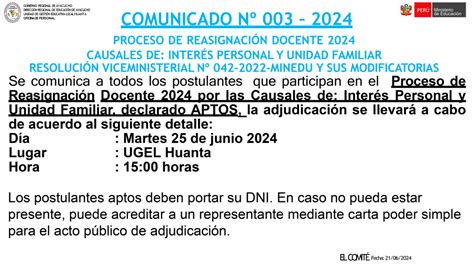 Cuadro De MÉritos Para Adjudicacion En El Proceso De ReasignaciÓn Docente 2024