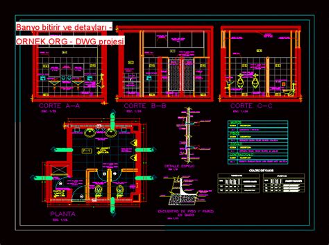 Proje Sitesi Banyo bitirir ve detayları Autocad Projesi