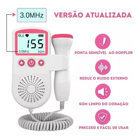 Sonar Fetal Doppler Ultrassom Ouvir Batimentos Bebe Monitor Shopee Brasil