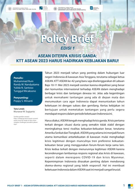 Pdf Asean Diterpa Krisis Ganda Ktt Asean Harus Hadirkan