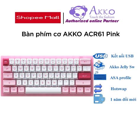 Bàn phím cơ AKKO ACR61 Pink Hotswap RGB AKKO CS sw Jelly Pink