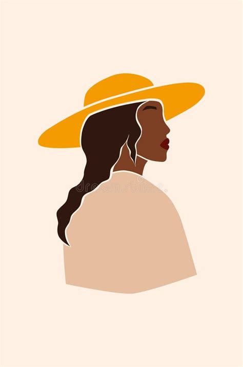 Portrait Of Faceless Woman In Beautiful Hat Abstract Black Girl