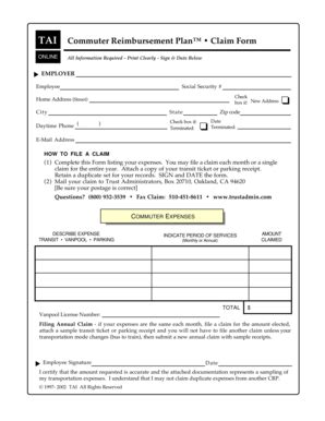 Fillable Online Claim Form With Receipts Trust Administrators Inc