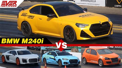 Drag Races New Bmw M240i Xdrive 🆚 Audi R8 V10 Honda Civic Turbo Audi Rs5 Vw Golf Gti Youtube