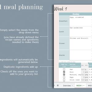 Google Sheets Meal Planner Meal Planner Spreadsheet Weekly Meal Plan ...