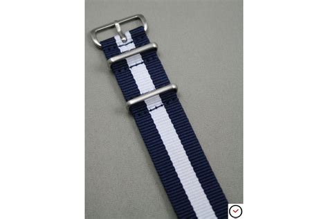 Brushed Nato Watch Strap Navy Dark Blue White Resistant Fabric