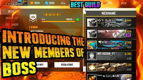 Introducing The New Members Of Boss Guild Free Fire How To Join Boss