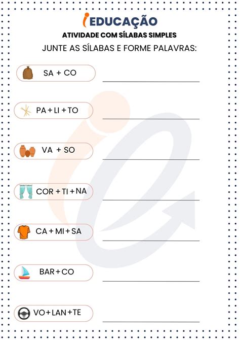 Atividades Sílabas Simples e Complexas SÓ ESCOLA