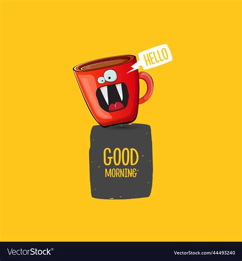 Good morning quote with cute red coffee cup Vector Image