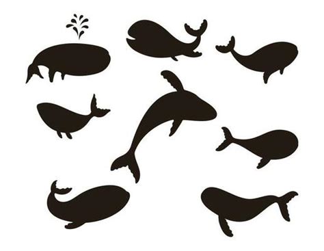 ocean animal silhouette vector art icons  graphics