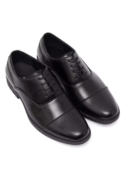 Black Faux Leather Formal Lace-Up Shoes