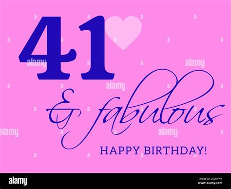 41st Happy Birthday Card Illustration In Retro Style Stock Photo Alamy