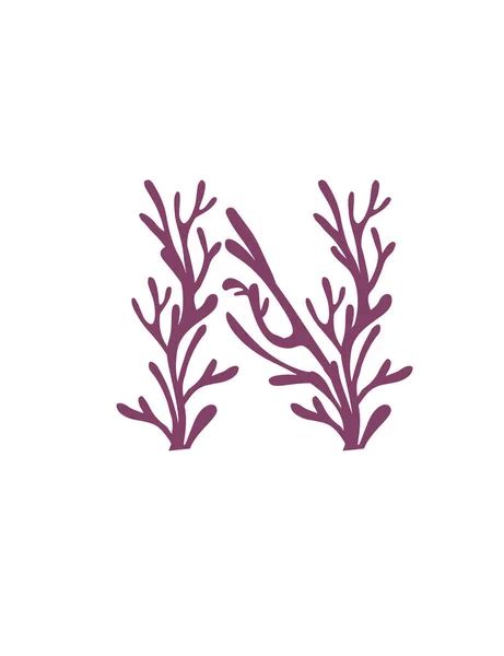 Letter Pink Colored Seaweeds Underwater Ocean Plant Sea Coral Elements