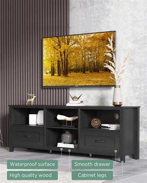 Bamacar Black Tv Stand For Inch Tv For Living Room Black