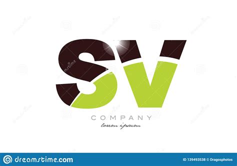 Combinación Del Alfabeto Del SV S V De La Letra En El Color Verde Y