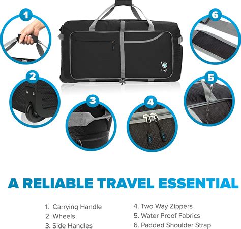 Buy Bago Rolling Duffle Bag With Wheels 27 80l Foldable Weekender Bag Waterproof Travel