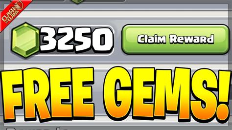 Free Gems Get 3250 Gems In Clash Of Clans Clash Champs