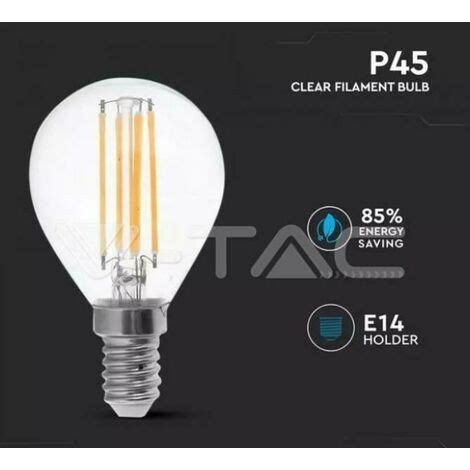 V Tac Led Ball Bulb E14 6w 4000k P45 Filament Vt 2466 2846