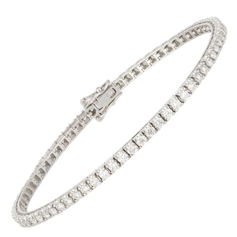 Square Setting Diamond Tennis Bracelet Carat Each Stone K White