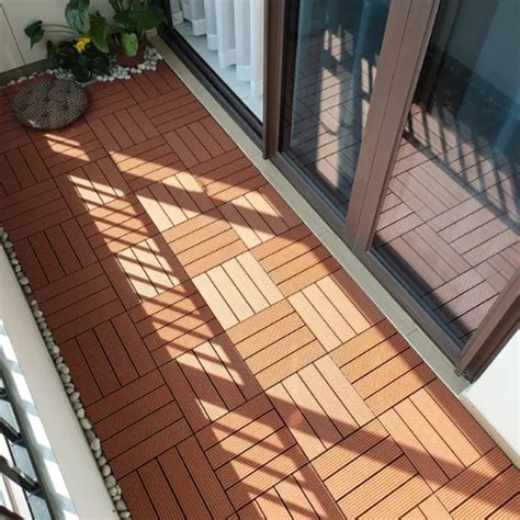 Waterproof Diy Wood Composite Floor Interlocking Outdoor Decking Tiles