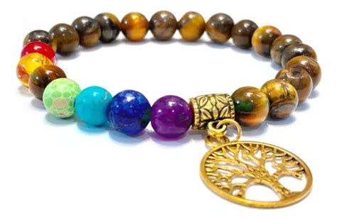 Pulsera Chakras Con Ojo De Tigre Y Dije Rbol De La Vida Meses Sin