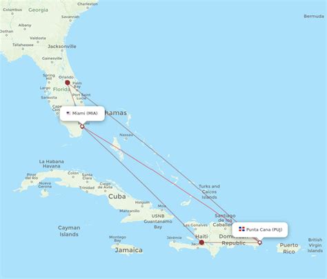 All Flight Routes From Miami To Punta Cana Mia To Puj Flight Routes